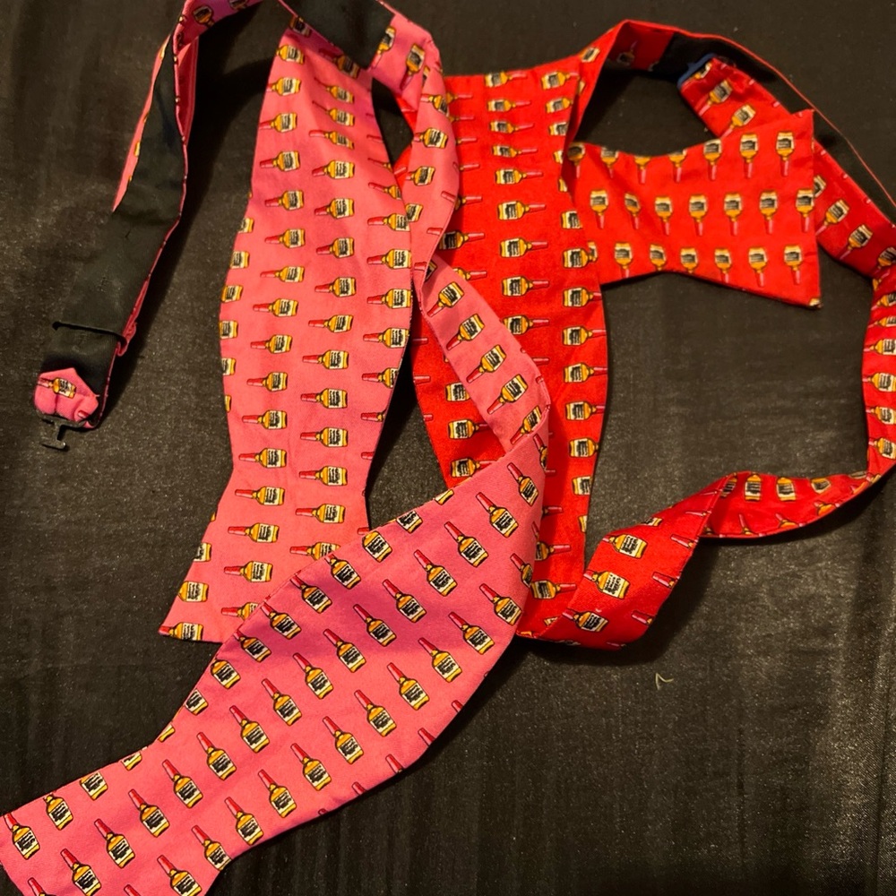 Red and Pink Bow Ties with Bottle Pattern